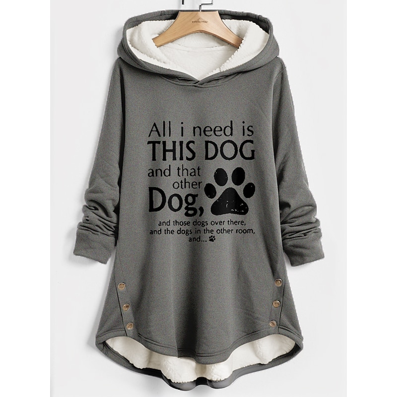 Women's Hoodie Sweatshirt Pullover Fleece Lined Warm Pajamas Sherpa Graphic Letter Casual Sports Button Print Warm Fuzzy Hoodie Long Sleeve Top Micro-elastic Fall Winter Comfrt Breathable Soft Fabric3