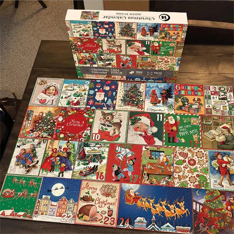 24 Days of Advent Calendar Christmas Advent Calendar Puzzle 1000 pieces Christmas Countdown Puzzle Blind Box Play for Christmas Gifts2