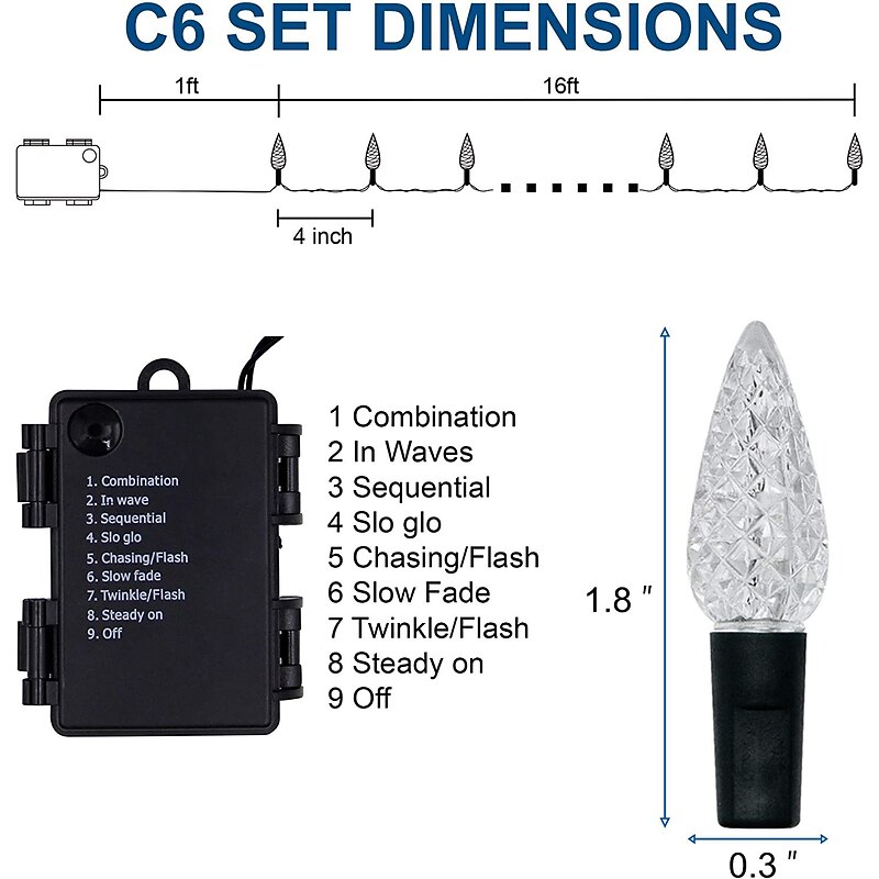 Christmas Lights 16.4 Ft 50 LED C6 Christmas Lights 5M with Timing Function Waterproof and Connectable Plug for Home Party Garden Decor Outdoor Christmas Decorations3