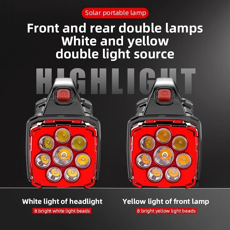Portable Solar Camping Light - Multifunctional LED Flashlight for Outdoor Hiking, Power Outages - Rechargeable and Super Bright3