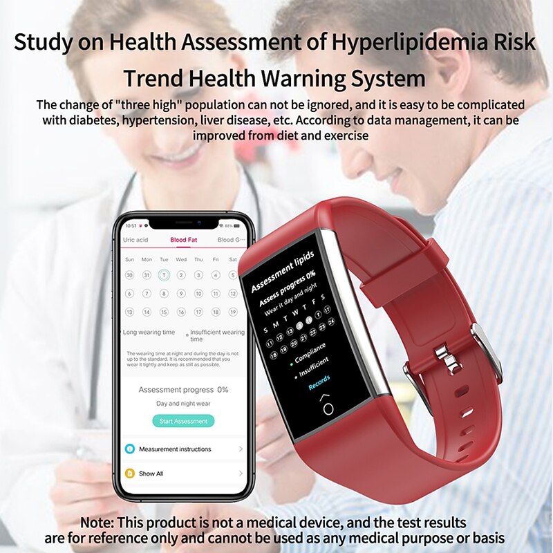 Imsoi 1.47-inch IPS Screen Blood lipid Uric Acid Blood Glucose ECG Blood Pressure Health Smart Watch Temperature Monitoring Pedometer Call Reminder Compatible with Android iOS Women Men Waterproof3