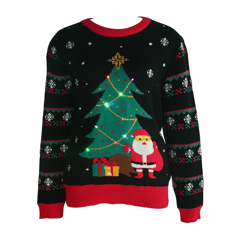Christmas Santa Claus Christmas Trees Ugly Christmas Sweater Pullover Jumper Print Funny For Women's Adults' Christmas Carnival New Year Non-Printing Party Casual Daily
