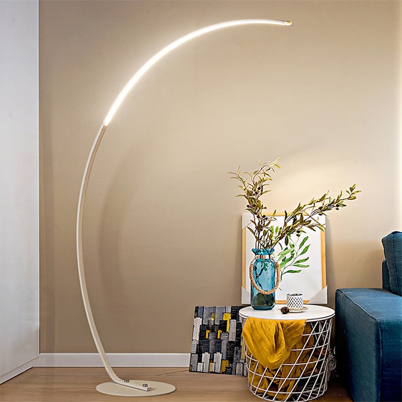 LED Arc Floor Lamp Modern Minimalist Piano Floor Lamp Dimmable Curved Floor Lamp Semicircular Design Efficient Bedside Table Reading Lights with Remote Control