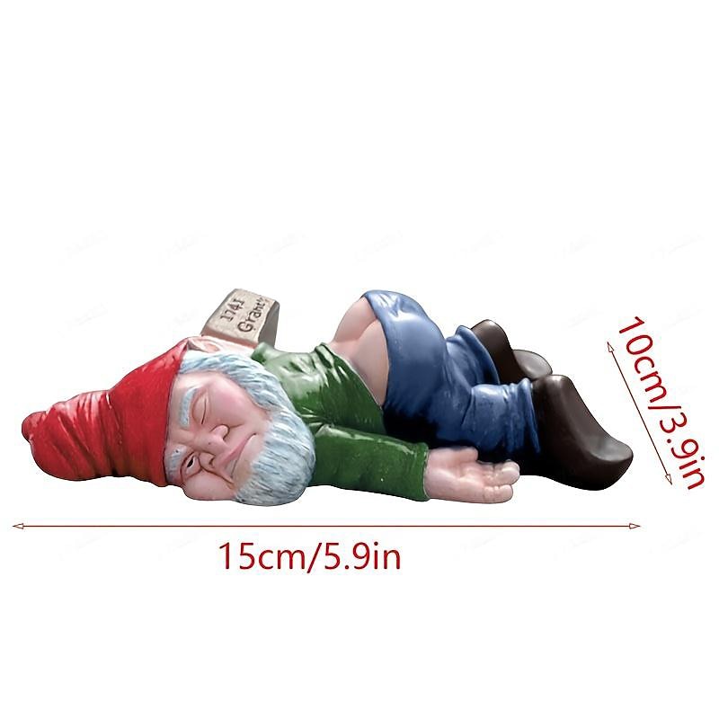 1pc Drunken Garden Gnome Statue, 5.91inch Resin Garden Gnome Crafts, Garden Decoration, Creative Garden Statue Decor, Weatherproof Funny Garden Gnome Ornament For Outdoor Indoor Yard Lawn Porch Decor4