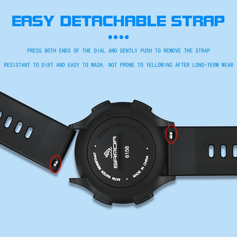 SANDA 6158 Men LED Digital Military Watch Man Sports Watches Outdoor 5Bar Waterproof Wristwatches Male Clock3