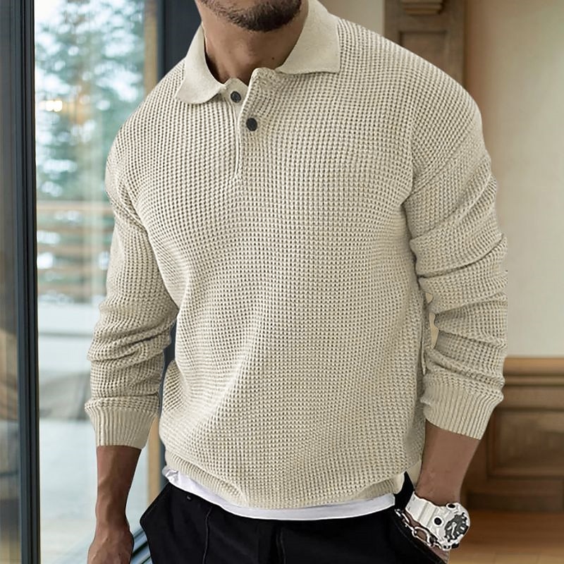 Men's Sweater Pullover Sweater Jumper Ribbed Knit Cropped Knitted Turndown Modern Contemporary Daily Wear Going out Clothing Apparel Fall & Winter Black Brown M L XL3