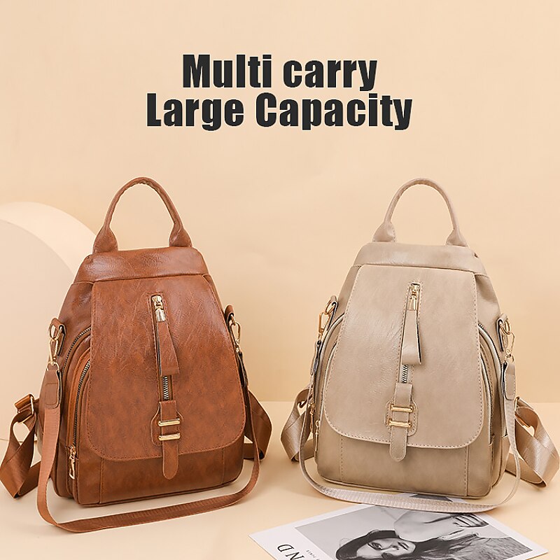 Women's Large Capacity Faux Leather Backpack – Multi-Carry Design with Adjustable Straps for Everyday, Travel, and Casual Use2
