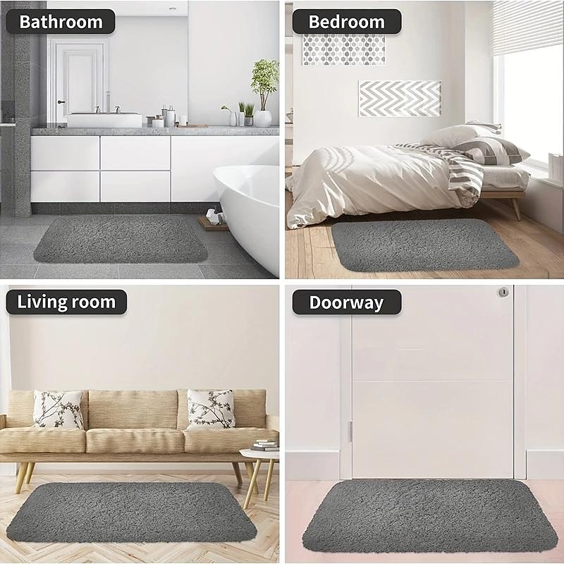 1pc Soft And Comfortable Thick Plush Bath Mat Non-slip For Bathroom, Bedroom, Living Room, Water Absorption And Anti-Slip Design Fall Decor2