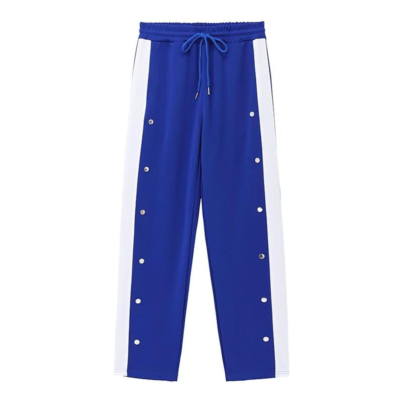 Men's Sweatpants Wide Leg Sweatpants Joggers Trousers Straight Leg Sweatpants Drawstring Elastic Waist Side Button Plain Comfort Breathable Outdoor Daily Going out Fashion Casual Black White2