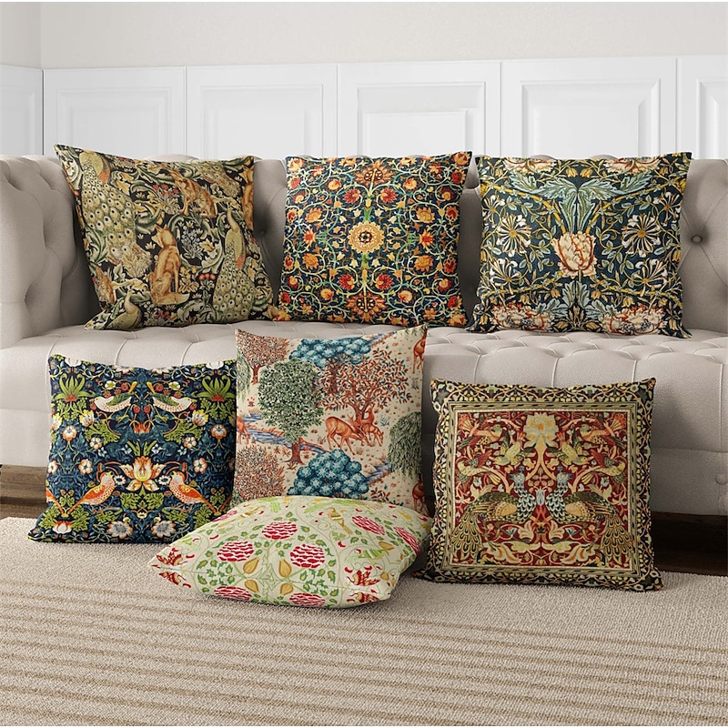 Vintage Double Side Pillow Cover 1PC Soft Inspired by William Morris Decorative Square Cushion Case Pillowcase for Bedroom Livingroom Sofa Couch Chair3