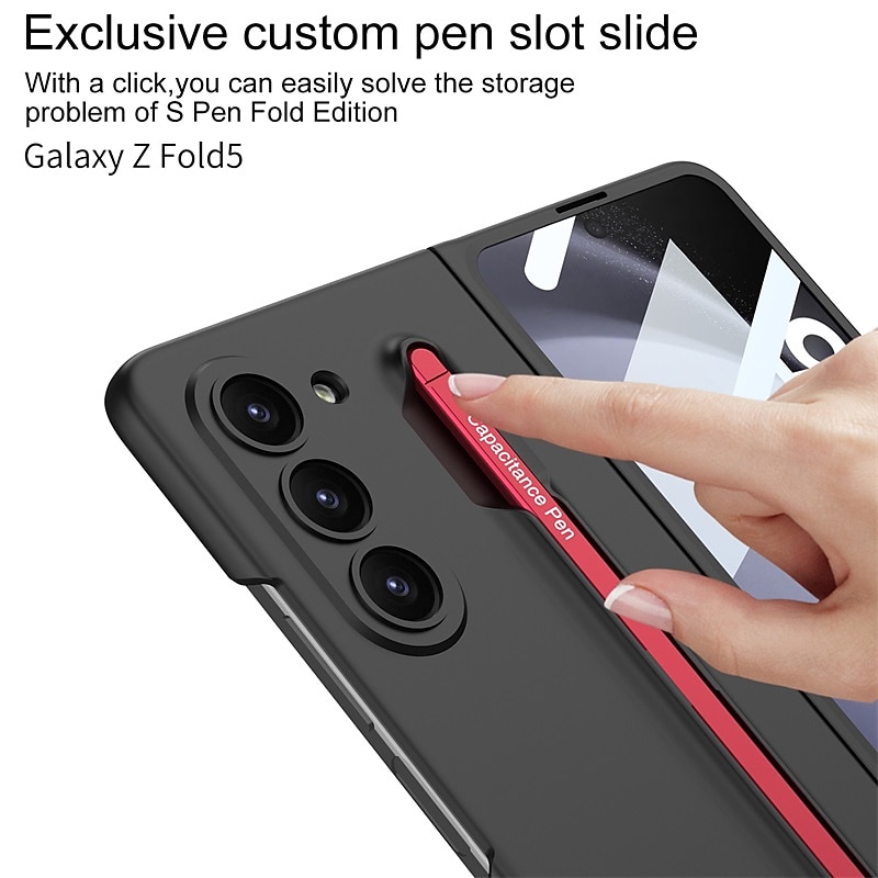 Phone Case For Samsung Galaxy Z Fold 5 Flip Cover Pencil Holder Full Body Protective with S Pen PC2