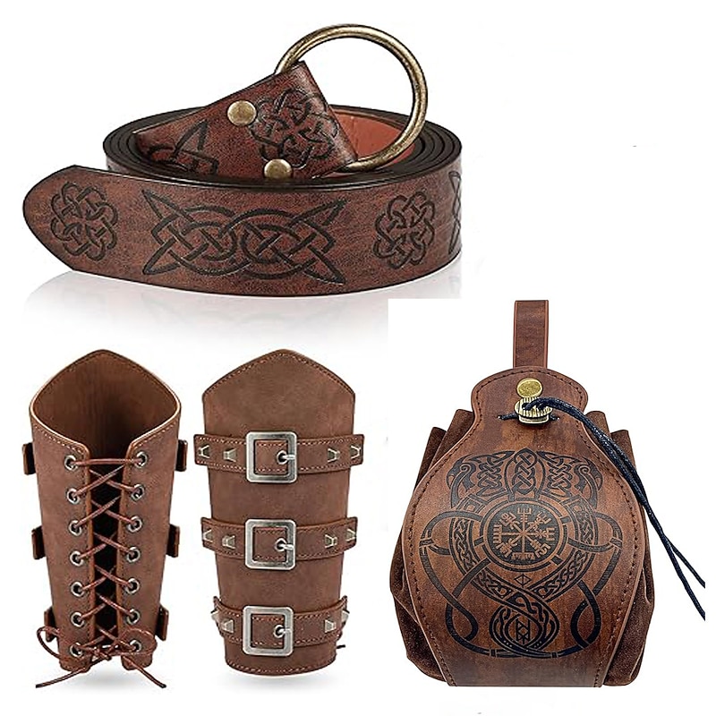 Retro Vintage Medieval Steampunk Waist Belt Scabbard Belt Pouch Pirate Viking Ranger Fancy Dress Unisex Celtic Viking Halloween Carnival Performance Party LARP Adults' Bag Waist Belt4