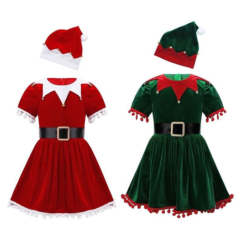 Elf Fancy Costume Cosplay Costumes Santa Hat Girls' Christmas Cosplay Costume Kid's Christmas Christmas Eve Christmas Party Costume