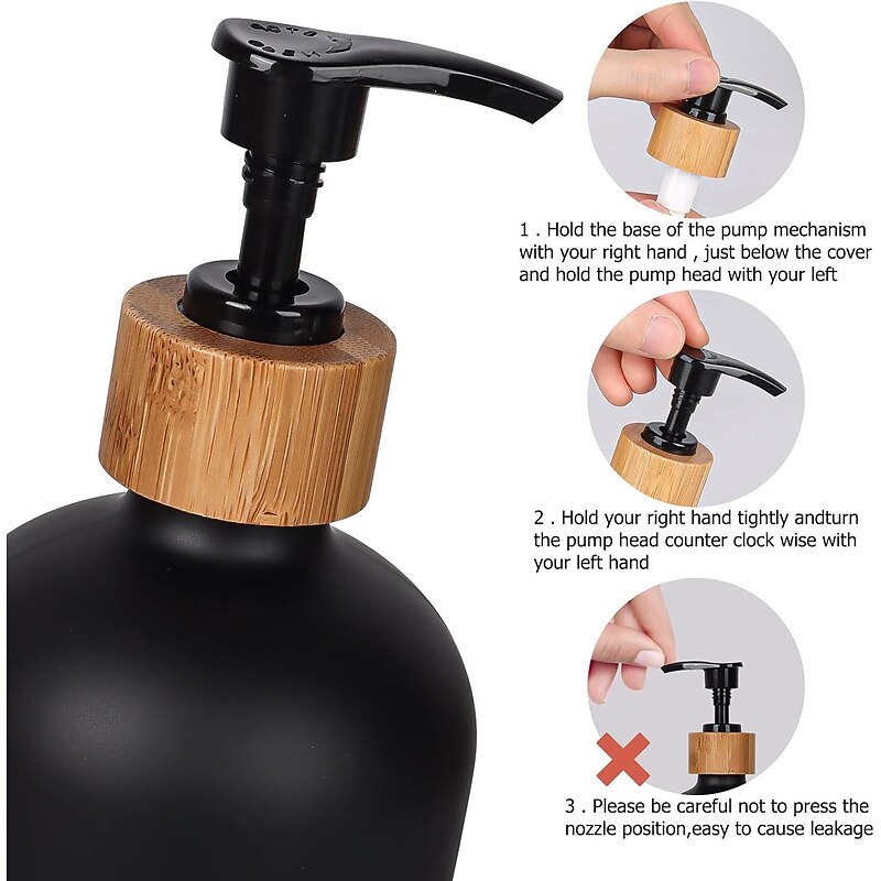 Soap Dispenser Set with Tray by Brighter Barns for Bathroom/Kitchen Hand and Dish Soap Dispenser for Bathroom Kitchen Sink Bamboo- Farmhouse Soap Dispenser(500ml*2)3