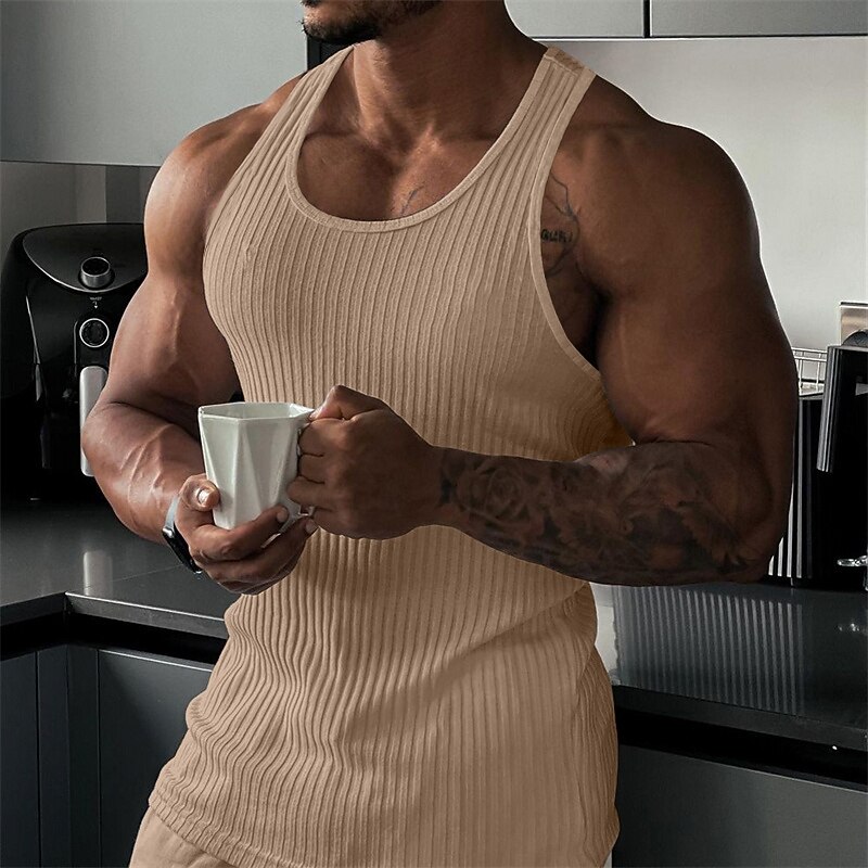 Men's Tank Top Vest Top Undershirt Sleeveless Shirt Sleeveless Crew Neck Summer Plain Fashion Designer Muscle Outdoor Going out Gym Black White Navy Blue Top Tee for Men2