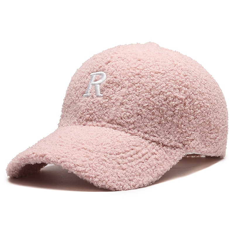 Men's Baseball Cap Winter Warm Cap Hip Hop Cap Black Pink Cotton Travel Lamb Wool Teddy Fleece Outdoor Vacation Plain Warm3
