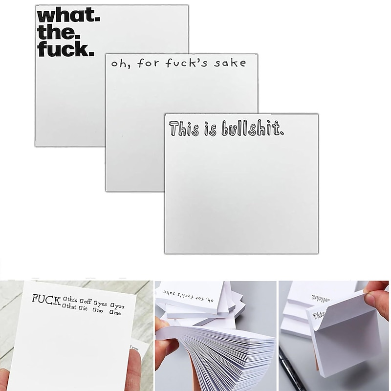 Funny Sticky Note  Gift, What The Fucks Sticky Notepad Novelty Notepads, Funny Sassy Rude Desk Accessory Gifts for Friends, Co-Workers, Boss