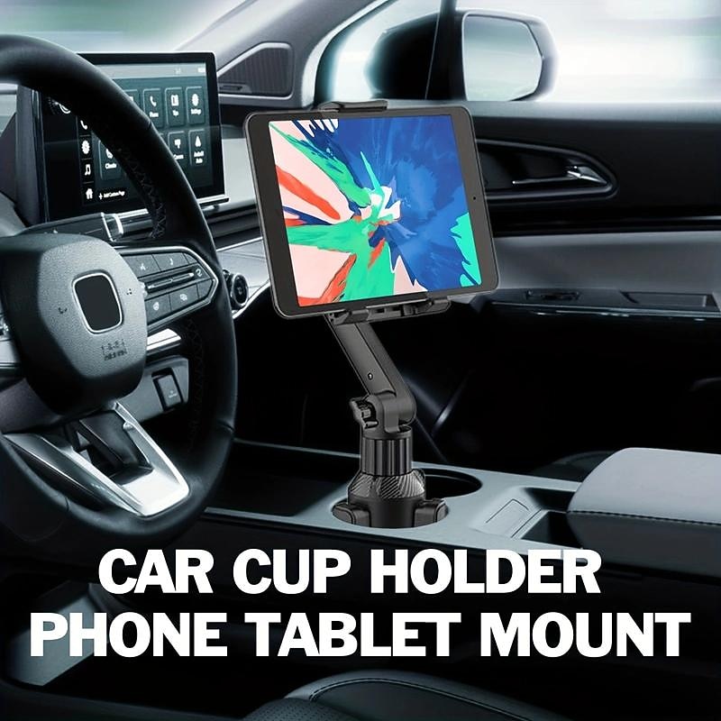 Car Cup Holder Tablet Phone Mount With Heavy Duty Cupholder Base Adjustable Tablet Phone Holder For Car/Truck Compatible With 4-13inch Tablets All Cellphones3