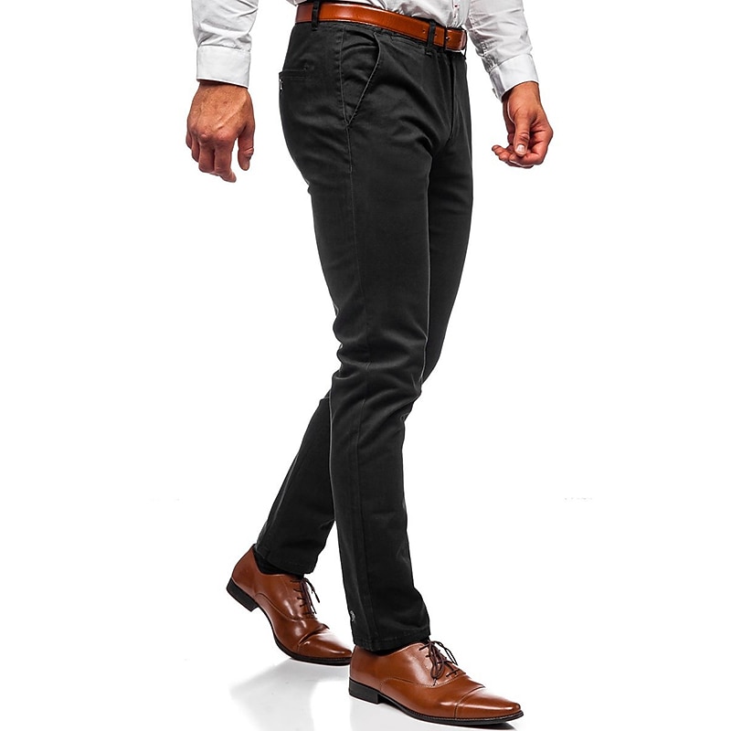 Men's Trousers Chinos Chino Pants Pocket Plain Comfort Soft Outdoor Daily Going out Fashion Casual Black White2