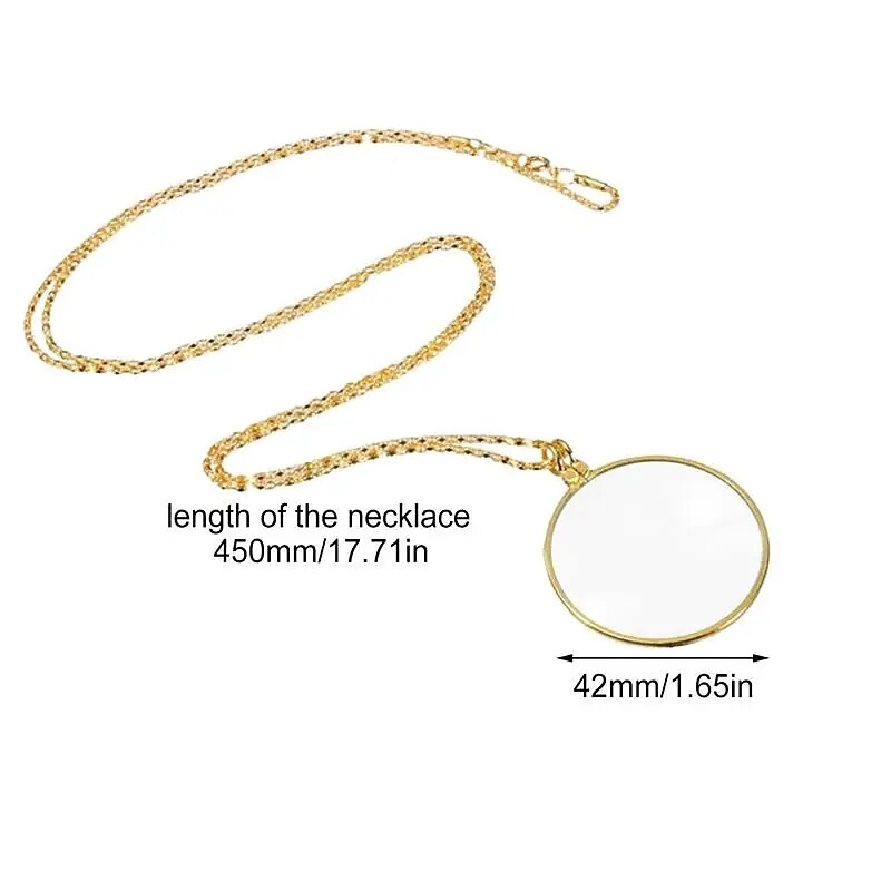 Decorative Monocle Necklace with 5x Magnifier Magnifying Glass Pendant Gold Silver Plated Chain Necklace for Women Jewelry Gift3