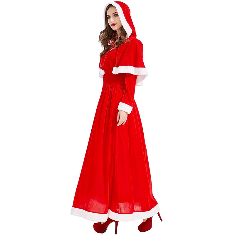 Santa Claus Mrs.Claus Fancy Christmas Dress Santa Suits Women's Christmas Cosplay Costume Adults' Christmas Masquerade Christmas Eve Christmas Party Dress Cape3