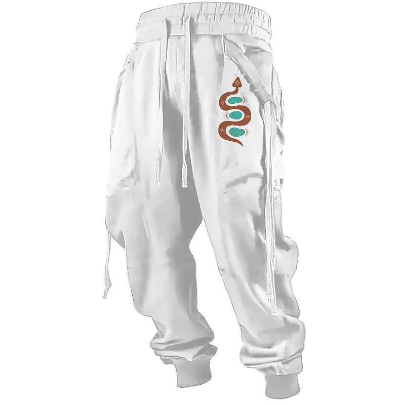 Snake Vintage Men's 3D Print Sweatpants Joggers Pants Trousers Outdoor Street Casual Daily Polyester Black White Green S M L Mid Waist Elasticity Pants3