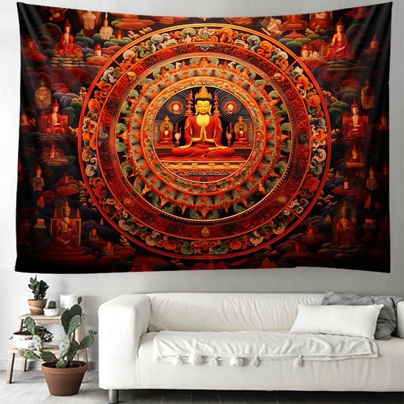 Indian Mandala Hanging Tapestry Wall Art Large Tapestry Mural Decor Photograph Backdrop Blanket Curtain Home Bedroom Living Room Decoration 9
