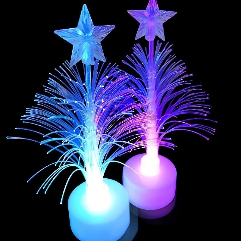 1pc Christmas Tree Color Changing LED Night Light, Fiber Tree Lamp for Xmas Indoor Tabletop Home Holiday Party Wedding Decoration2
