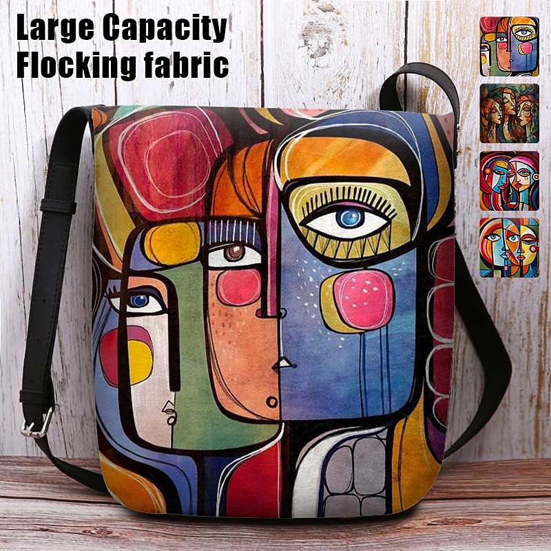 Women's Abstract Art Crossbody Bag – Colorful Cubist Print Shoulder Purse for Artists, Creative Professionals, and Casual Outings