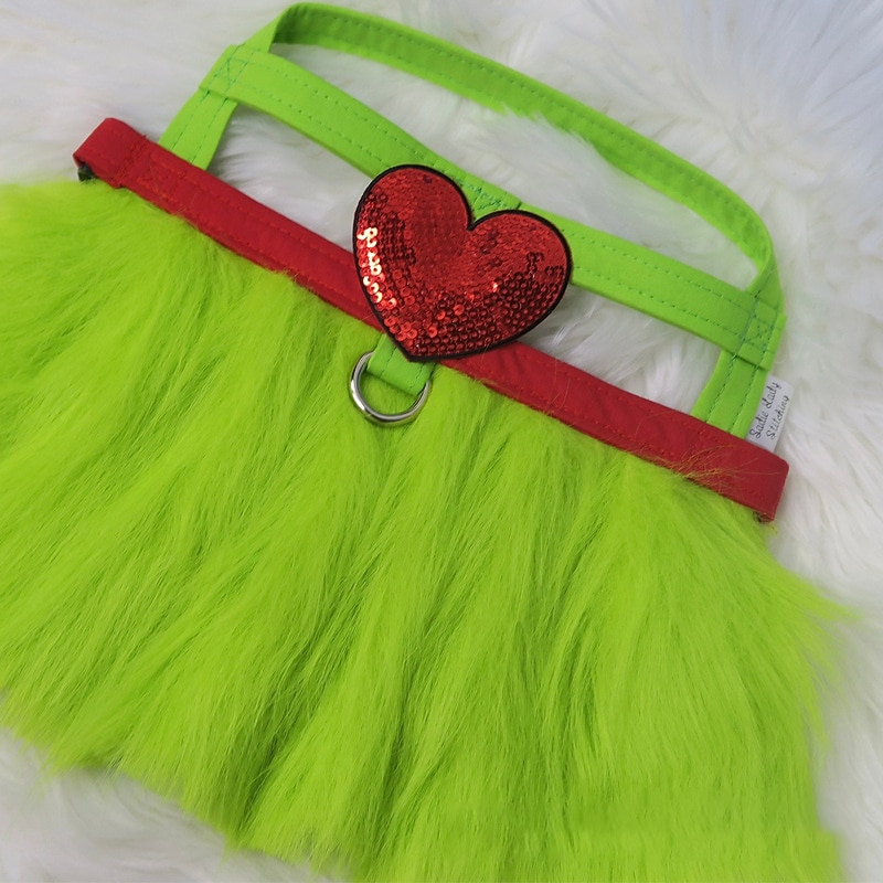 Small big Dog Christmas pet products Clothes cat cotton-padded clothing Funny green hairy strange Green Monster4