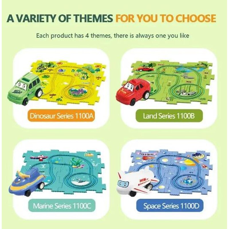 Tiktok Car Map Jigsaw Diy Track Set Electric Car Toy Mini Road Sign Puzzle Toy3