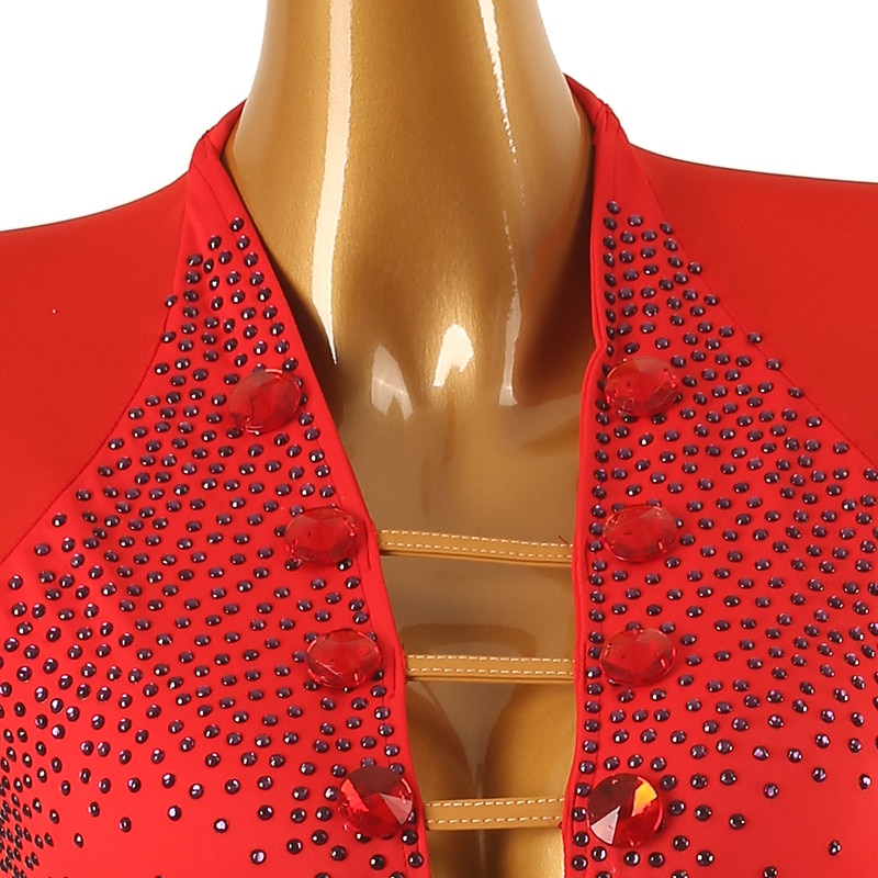 Latin Dance Latin Salsa Dance Dress Tassel Crystals / Rhinestones Women's Performance Daily Wear Long Sleeve Spandex3