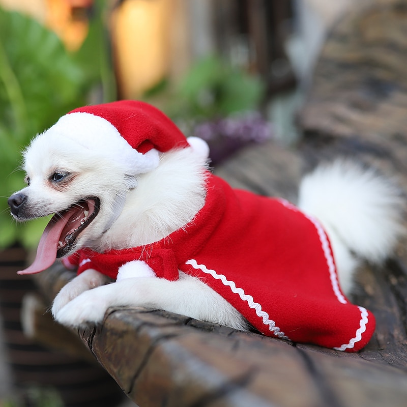 Dog Cat Cloak Cosplay Christmas Outfit Fashion Party Winter Breathable Soft Washable Comfortable Party Christmas Casual Daily Festival Dog Clothing for Bichon Frise Pomeranian Baby Pet Papillon Small