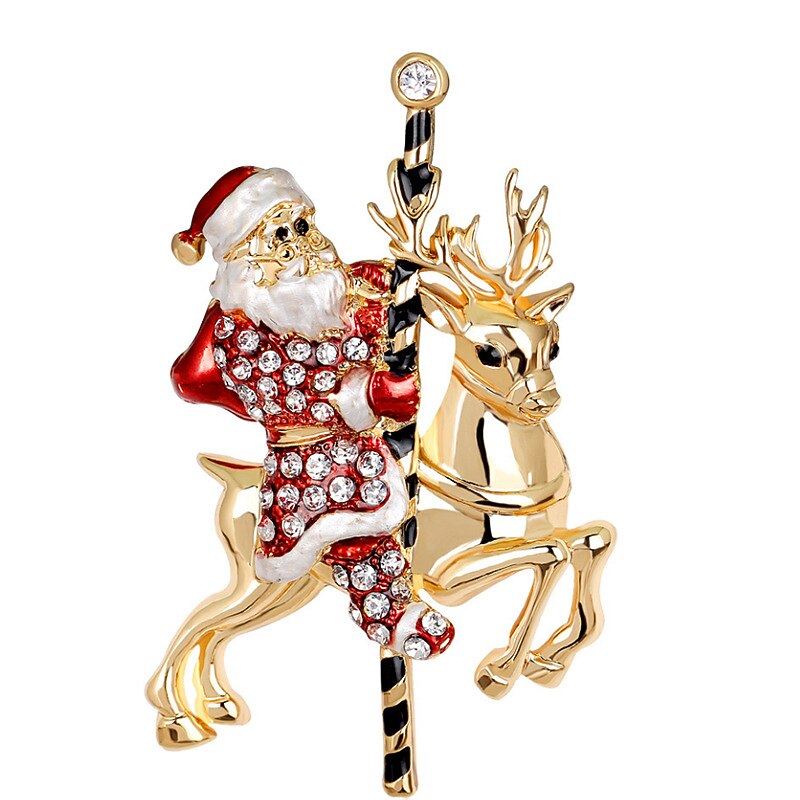 Christmas Brooch Series Creative Fashion Diamond Inlaid Santa Claus Brooch Alloy Bell Brooch for Christmas Gifts3