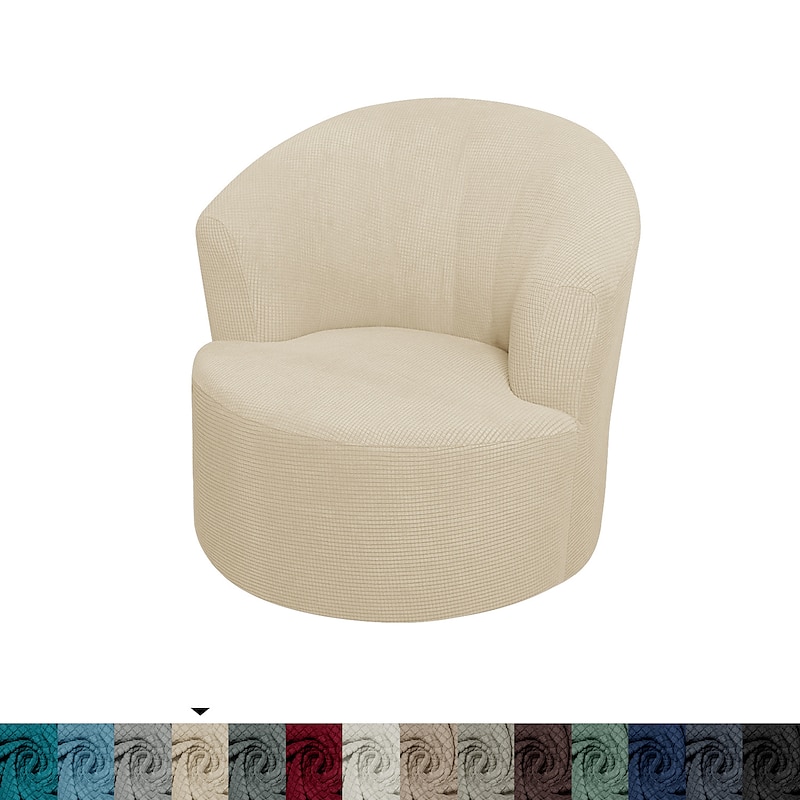 Stretch Swivel Chair Cover Burgundy Club Chair Casual Chair Slipcover Accent Modern Style Round Arm Chair Cover Furniture Protector Thicken Spandex Jacquard Slipcover Washable 18