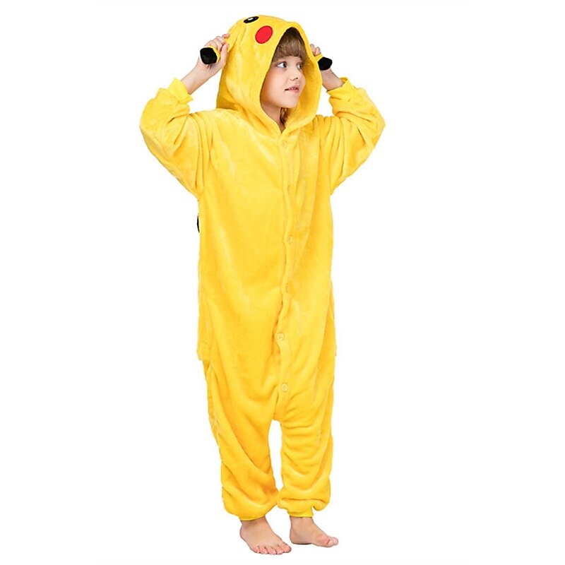 Kid's Adults' Kigurumi Pajamas Pika Pika Patchwork Onesie Pajamas Funny Costume Flannelette Flannel Toison Cosplay Costume Warm Cute Cozy Homewear For Halloween Carnival4