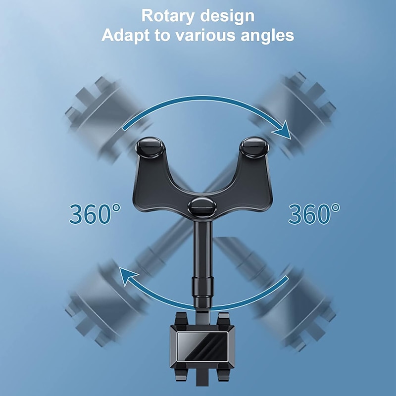 Multifunctional 360 Rotatable Car Rearview Mirror Phone Holder Mount Multifunctional Rearview Mirror Phone Holder Adjustable Universal Cell Phone Holder for Car Compatible All Smartphones4