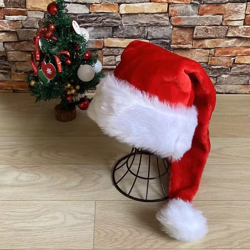 2 PCS Santa Claus Plush Christmas Hat Men's Women's Unisex Warm Party Holiday Party Christmas Gifts Christmas New Year Masquerade Easy Halloween Costumes2