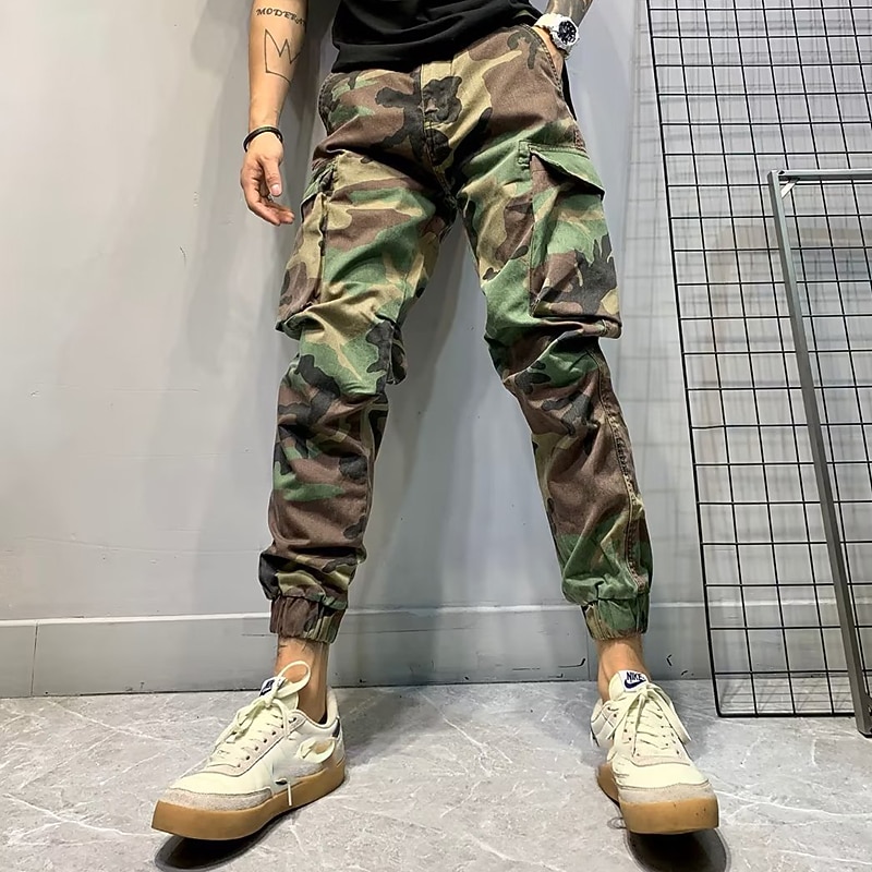 Men's Cargo Pants Cargo Trousers Camo Pants Pocket Camouflage Comfort Breathable Outdoor Daily Going out Fashion Casual Army Green Green3