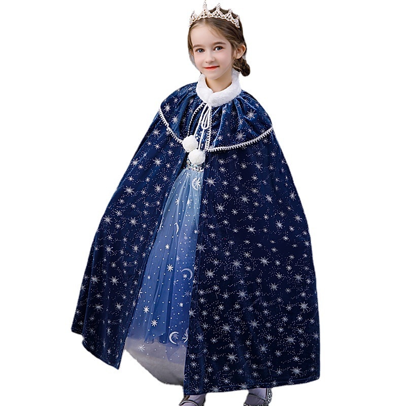 Kids Girls' Cape Graphic Active School Cotton Coat Outerwear 3-10 Years Spring 9850 dark gray blue without velvet 9850 color blue without velvet 9851 dark gray blue without velvet2