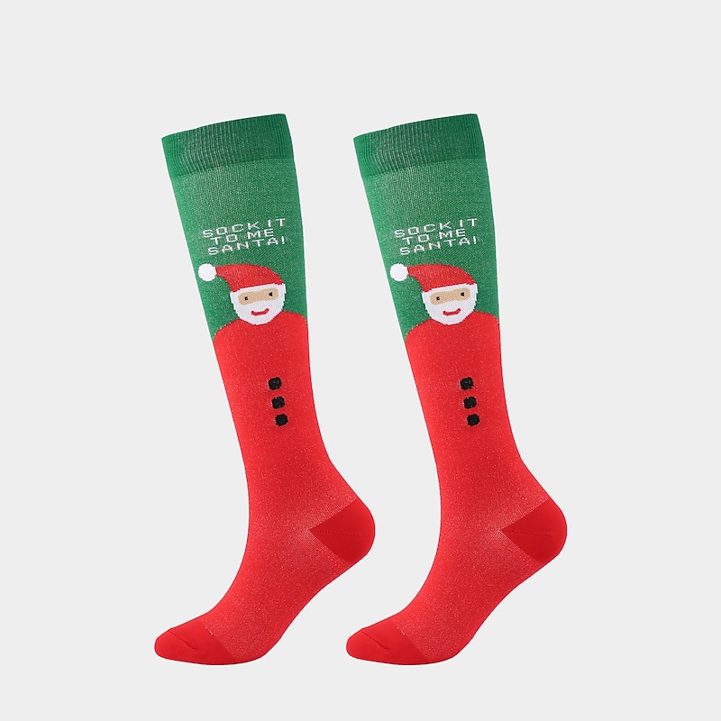 Christmas Compression Socks, Unisex Christmas Themed Pattern Knee High Thermal Stockings, Best Support For Nurse, Medical, Running, Athletic2