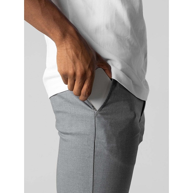 Men's Trousers Chinos Chino Pants Pocket Plain Comfort Breathable Outdoor Daily Going out Fashion Casual Black Dark Blue3