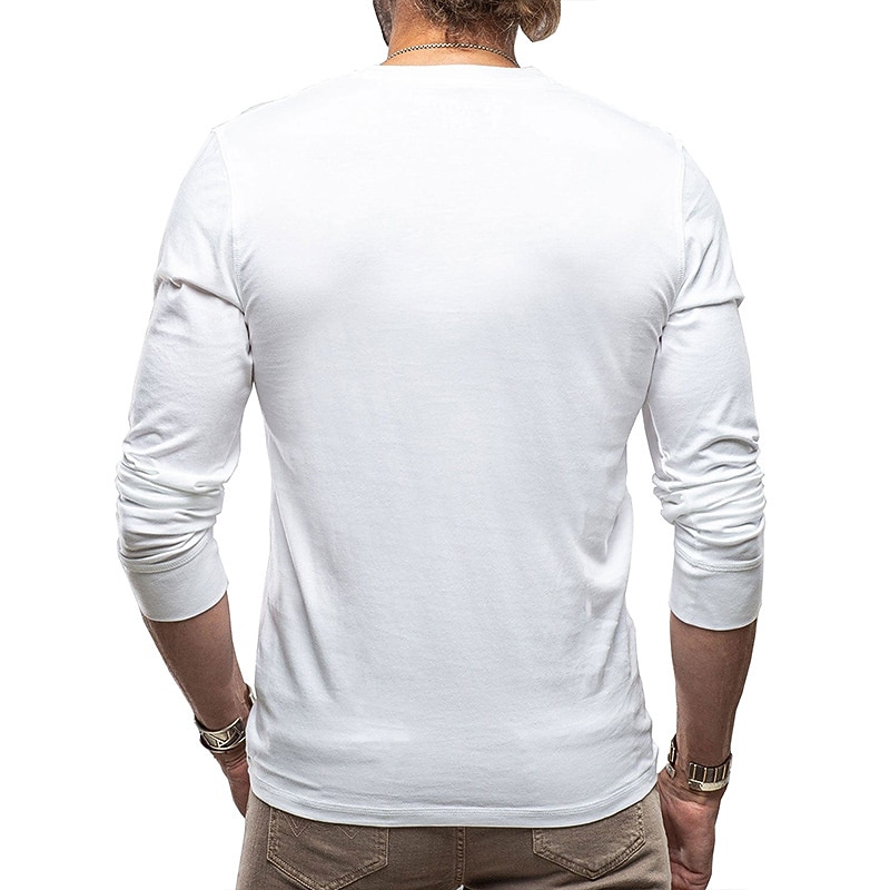 Men's Button T Shirt T Shirt Henley Shirt Tee Top Long Sleeve Henley Spring &  Fall Plain Fashion Designer Basic Vacation Street Going out Black White Royal Blue Top Tee for Men4