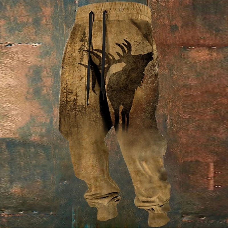 Cow Vintage Men's 3D Print Sweatpants Joggers Pants Trousers Outdoor Street Casual Daily Polyester Brown Gray S M L Mid Waist Elasticity Pants2