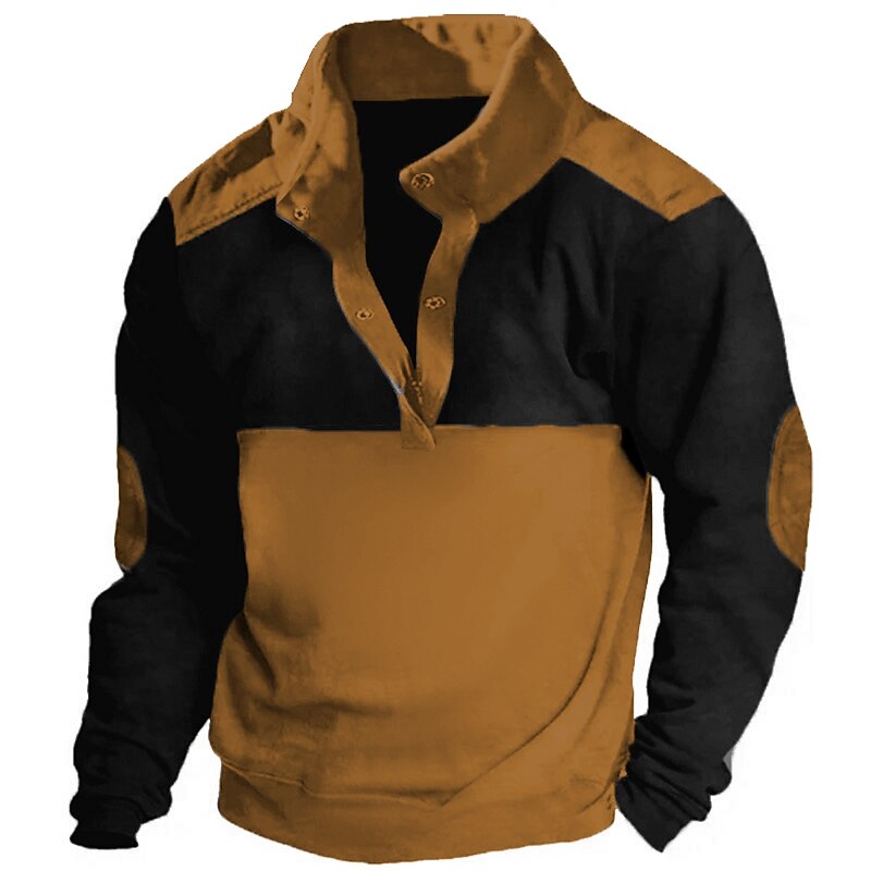 Men's Sweatshirt Black Brown Khaki Standing Collar Color Block Patchwork Sports & Outdoor Daily Holiday Streetwear Basic Casual Spring &  Fall Clothing Apparel Hoodies Sweatshirts  Long Sleeve4