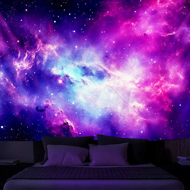 Blacklight Tapestry UV Reactive Glow in the Dark Glow Party Neon Universe Sky Trippy Misty Nature Landscape Hanging Tapestry Wall Art Mural for Living Room Bedroom4