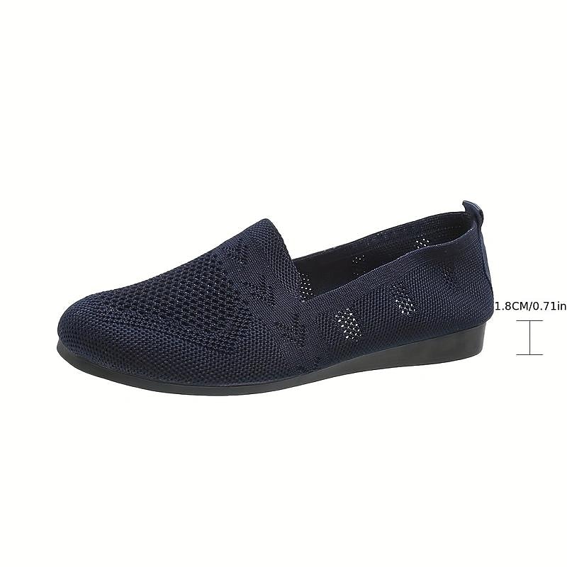 Women's Navy Blue Knit Loafers – Breathable Slip-On Casual Flats for Comfort and Everyday Wear4