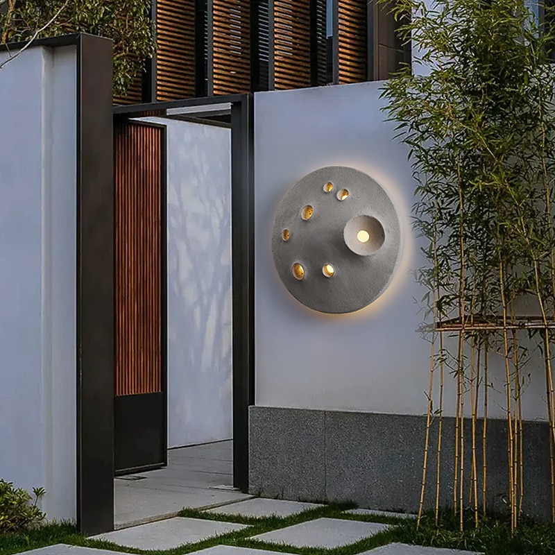 Cement Wall Sconce Lighting Outdoor Indoor Moon Surface Shape Design Children's Room Nightlight Waterproof IP65 Decor Wall Sconce Lamp for Bedroom Living Room Hotel Villa3
