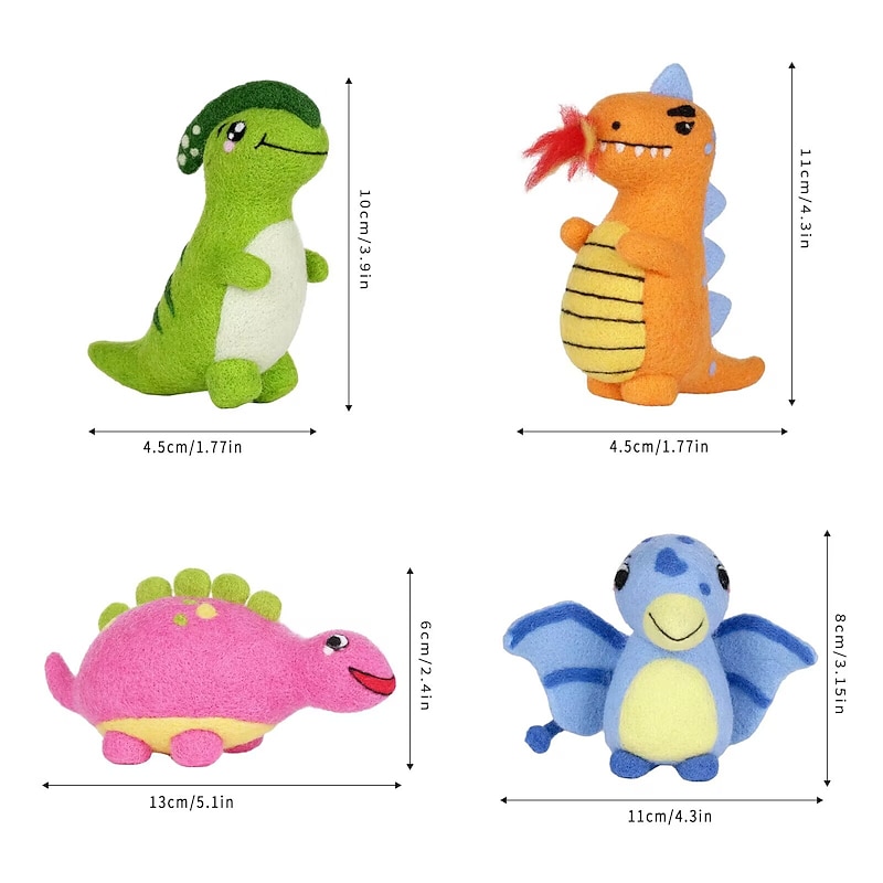 1 Set Wool Felt Poke Fun Felting Needles Needle Felting Supplies Kids Needle Felting Kit Toys for Kids  Wool Felt Poke Music Diy Material Pack Cute Cartoon Dinosaur Baby 4-Pack Children's Toys2