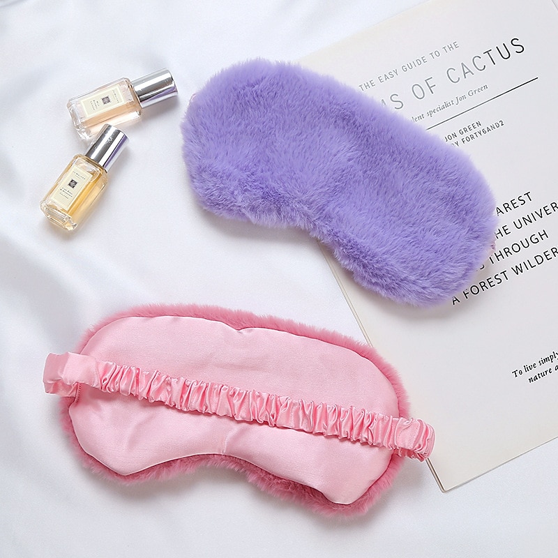 1 PC Plush Eye Masks Elastic Sleep Masks with Elastic Strap Comfortable Sleep Shades for Travel Sleeping2
